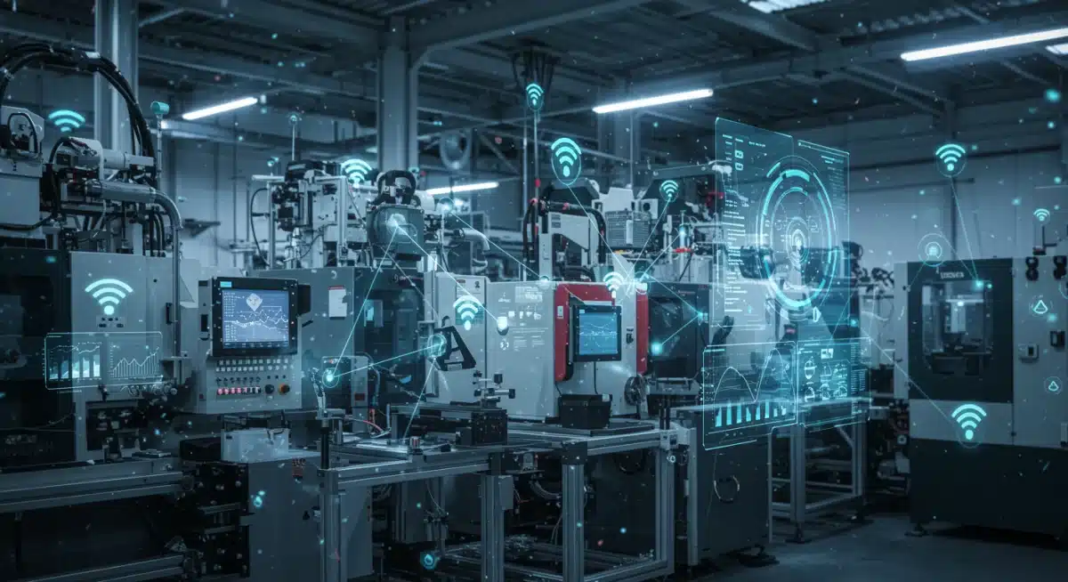 Diagrama de fluxo de dados em uma fábrica inteligente com IIoT