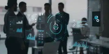 Interface digital de ferramentas de automação de vendas B2B em 2025 com gráficos de desempenho.