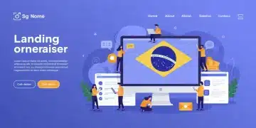 Interface digital vibrante de uma landing page com botões de chamada para ação claros e elementos de alta conversão.