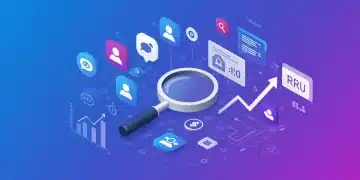 Ícones de redes sociais e gráfico de crescimento representando o potencial do marketing de influência em 2025.