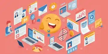 Ilustração digital de elementos de marketing personalizado convergindo para um cliente satisfeito, representando a melhoria da experiência do usuário e a lealdade.