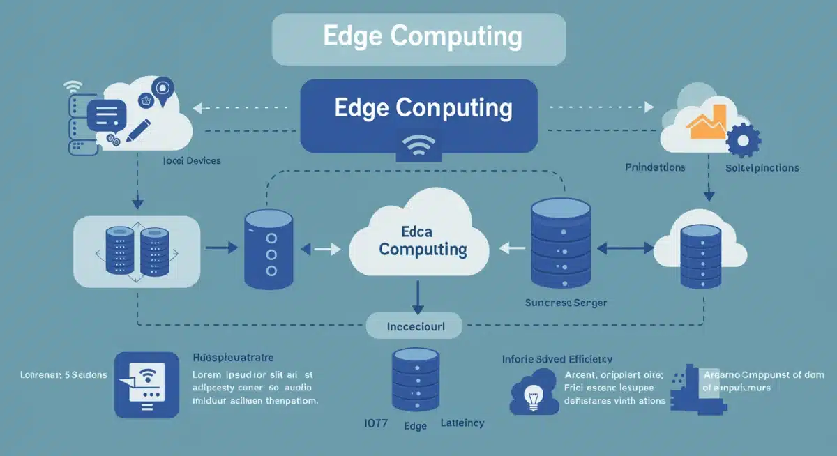 Infográfico da arquitetura de Edge Computing com dispositivos IoT e servidores locais