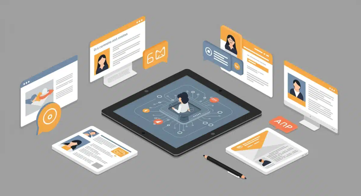 Criador de conteúdo interagindo com IA para diversos formatos de texto em português.