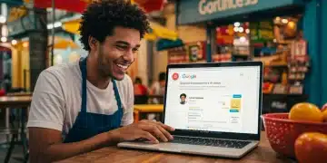 Pequena empresa brasileira celebrando sucesso no SEO local com mais tráfego orgânico