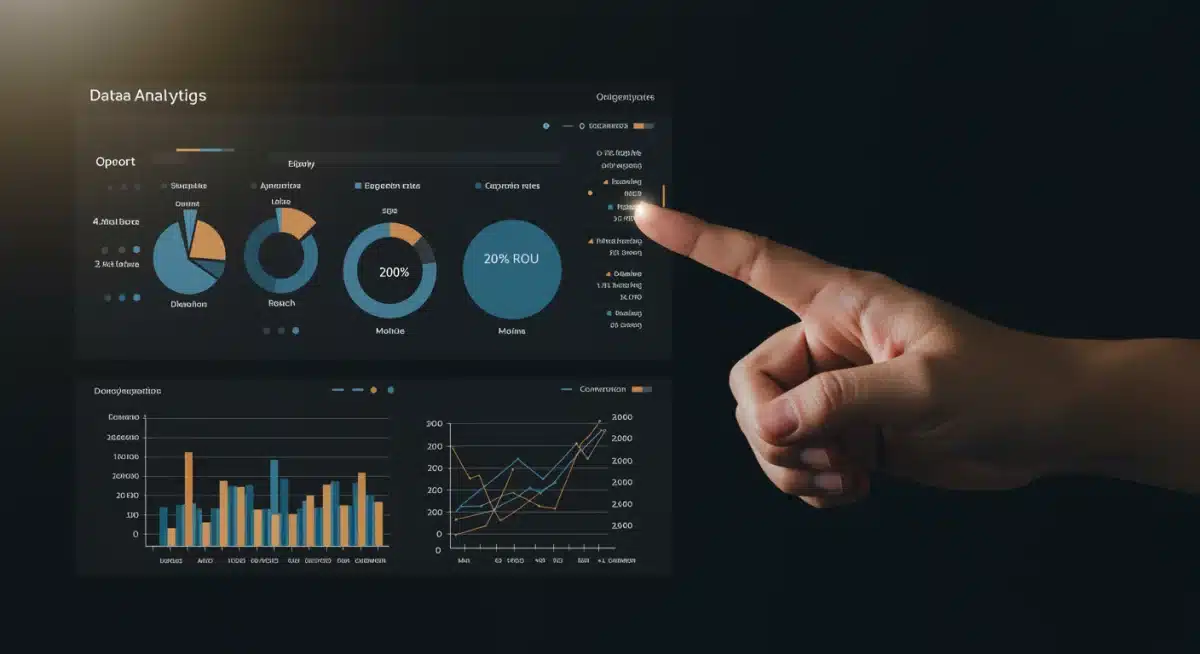 Painel de análise de dados de marketing de influência mostrando métricas de ROI e engajamento.