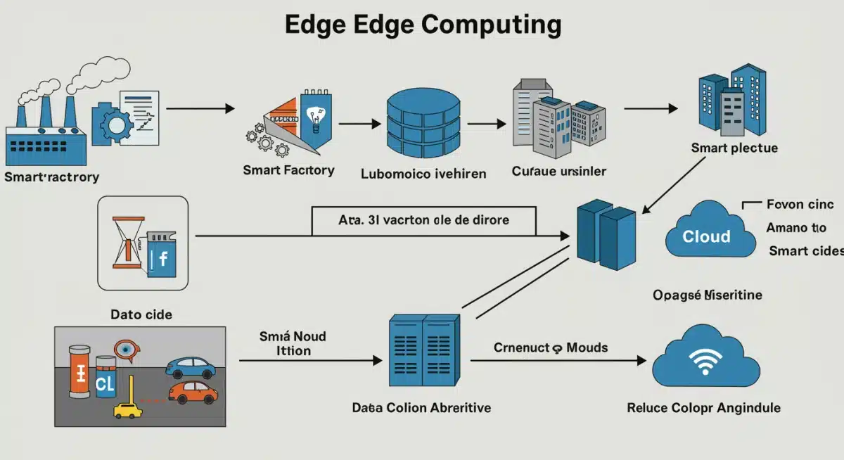 Diagrama arquitetônico do Edge Computing, mostrando a jornada do dado da fonte ao processamento local.