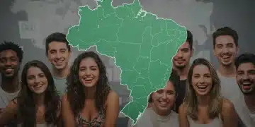 Grupo diverso de influenciadores digitais brasileiros prontos para campanhas de marketing de sucesso.