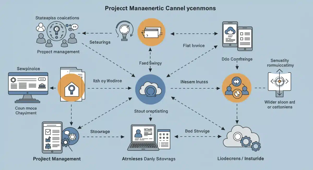 Integração de ferramentas de comunicação e gestão de projetos.