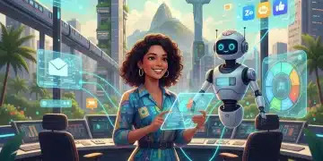 Empreendedor brasileiro utilizando ferramentas de automação de marketing para otimizar suas operações em 2026.