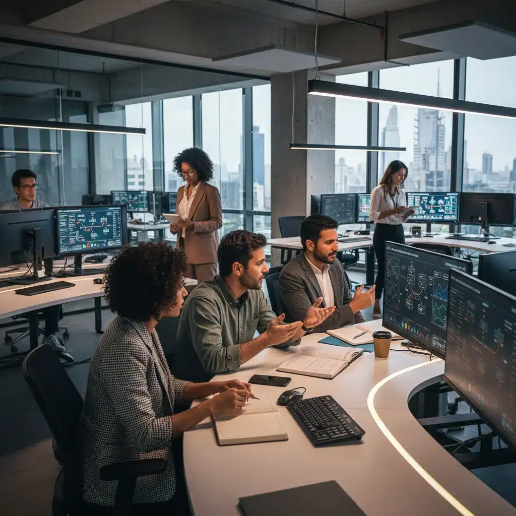 Profissionais brasileiros colaborando em projeto de Edge Computing para cidades inteligentes.