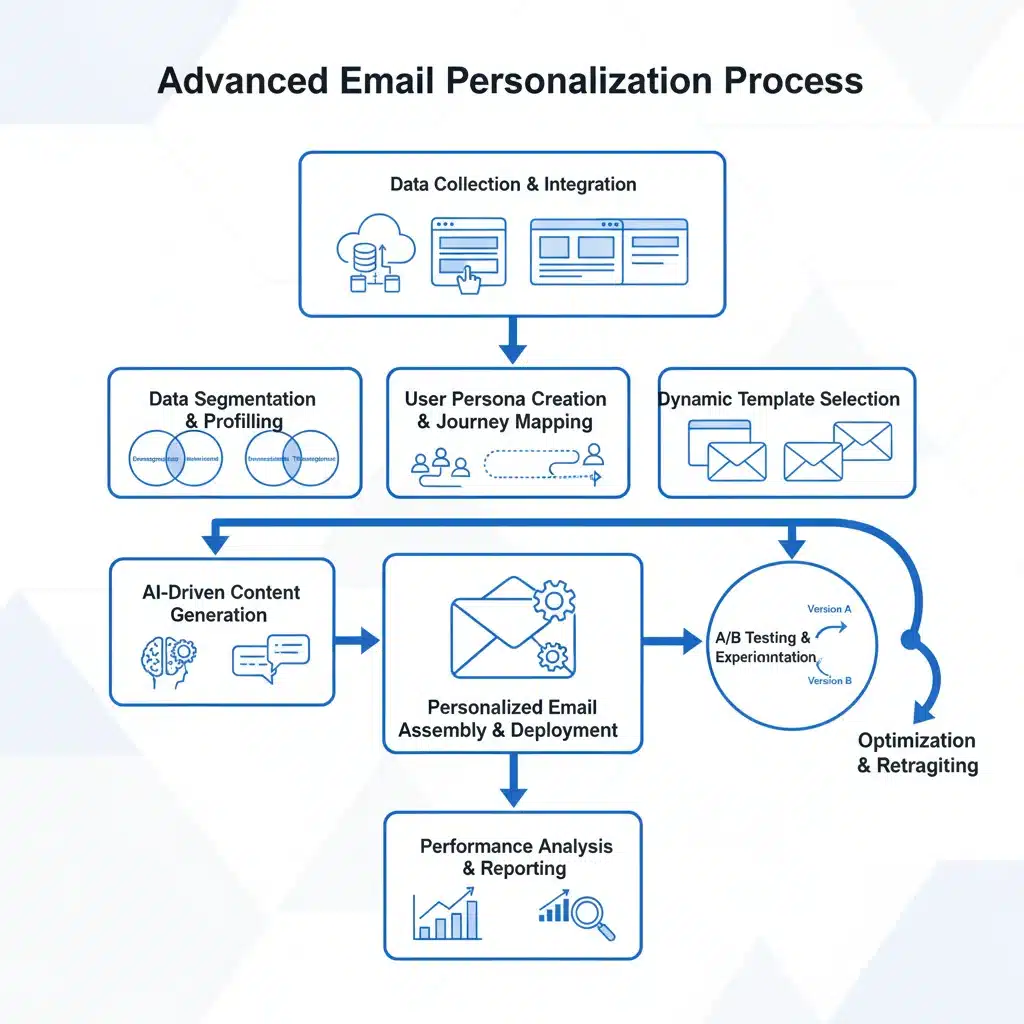 Fluxograma detalhado do processo de personalização avançada de email marketing.