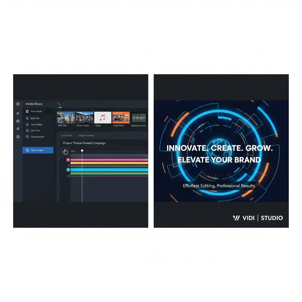 Interface de ferramenta de edição de vídeo online demonstrando facilidade de uso para criar vídeos de marketing.