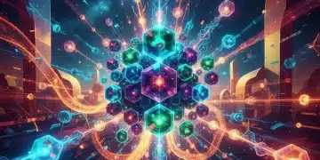 Computación Cuántica en España: ¿Realidad Empresarial Próxima? Representación artística de la computación cuántica con elementos futuristas y conexiones complejas, simbolizando su potencial en España.
