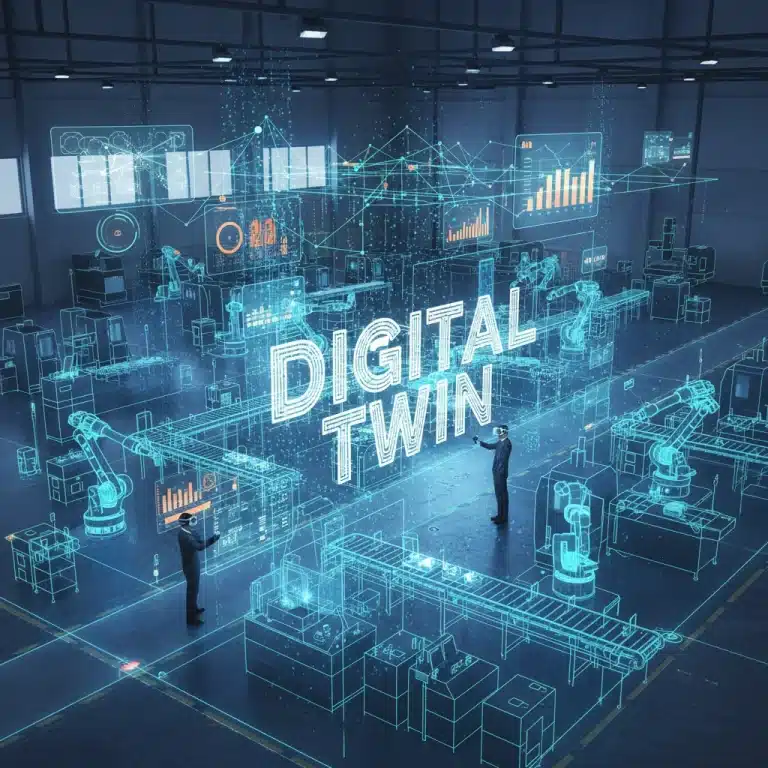 Fábrica inteligente con gemelos digitales optimizando la producción en España