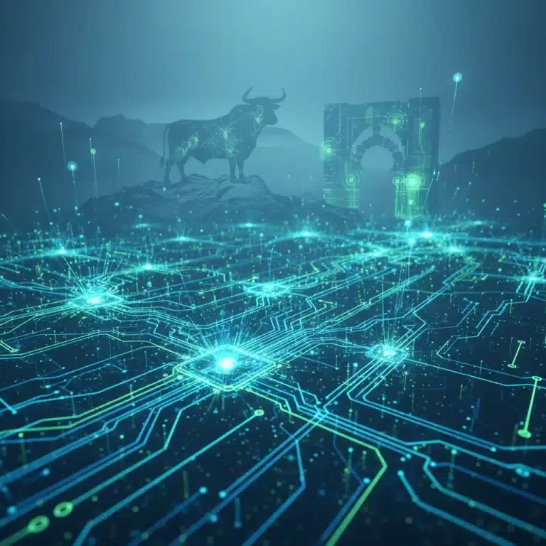 Representación visual de las tendencias de Big Data en España para 2026, mostrando el flujo de datos y la innovación tecnológica.