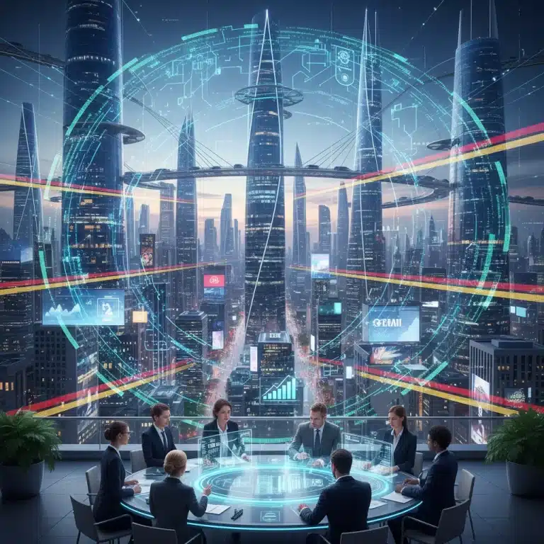 Impacto de Web3 en la innovación empresarial española con gráficos de crecimiento y redes blockchain.