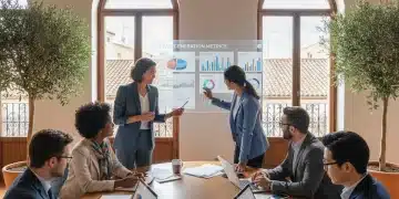 Profesionales de marketing B2B colaborando en estrategias de contenido para generar leads en España.