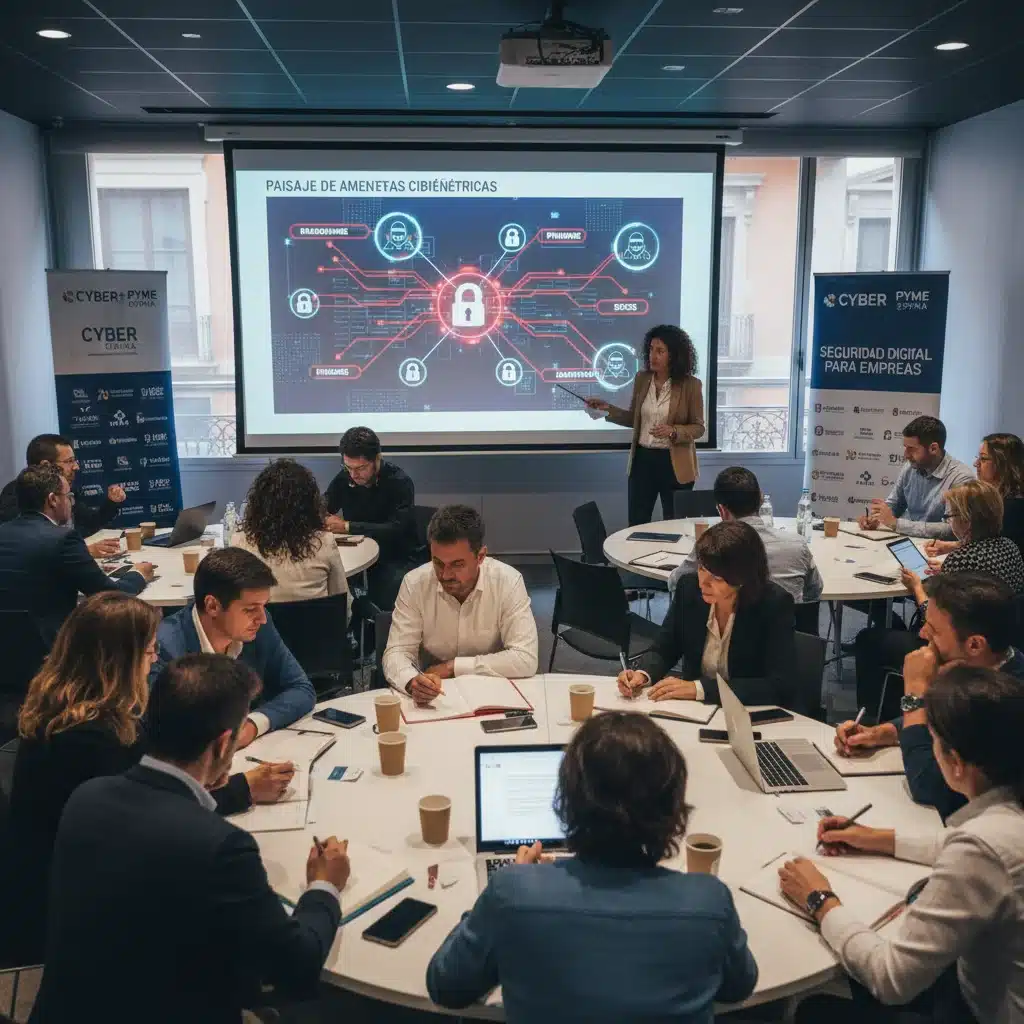 Empresarios de PYMES españolas aprendiendo sobre estrategias de ciberseguridad